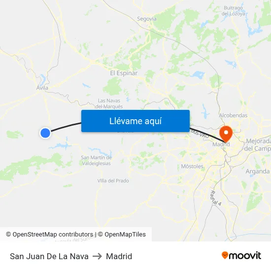 San Juan De La Nava to Madrid map