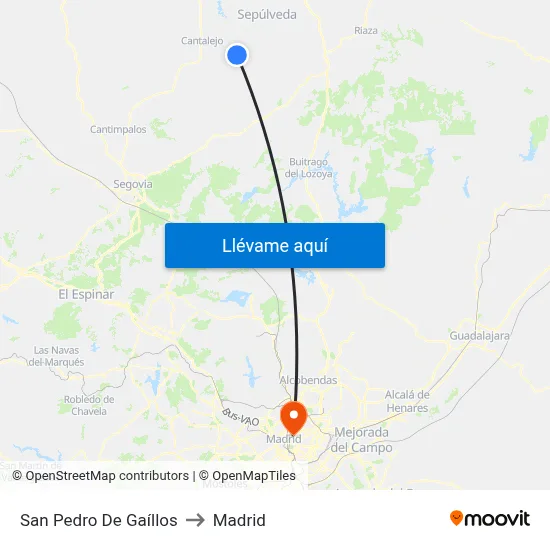 San Pedro De Gaíllos to Madrid map