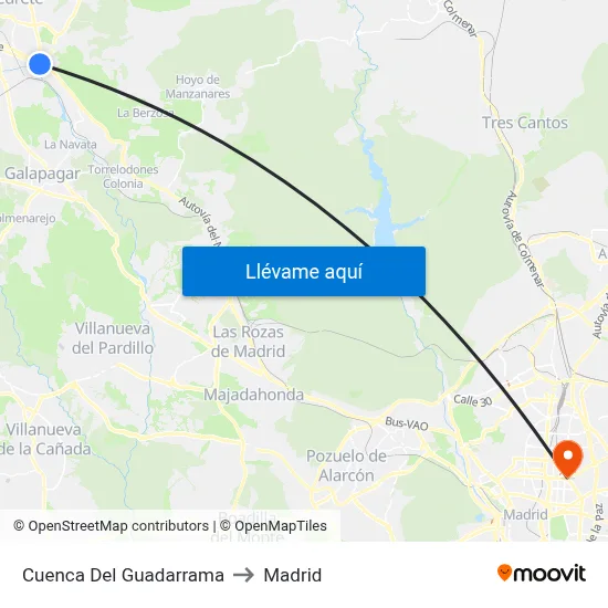 Cuenca Del Guadarrama to Madrid map