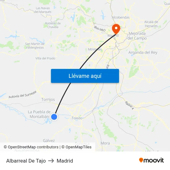 Albarreal De Tajo to Madrid map