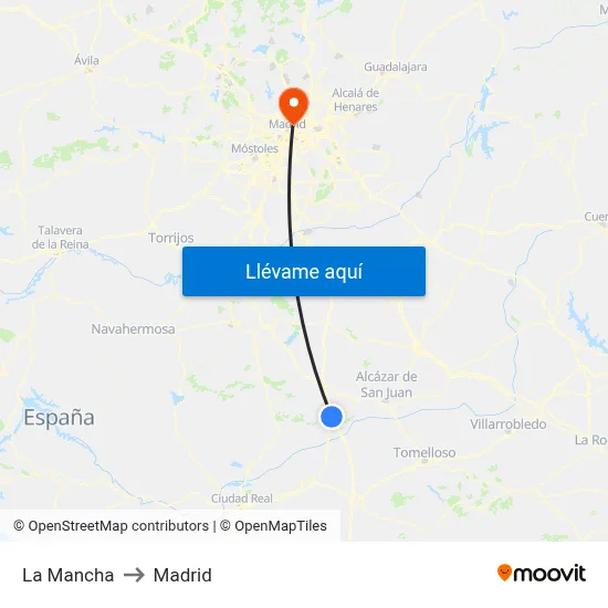 La Mancha to Madrid map