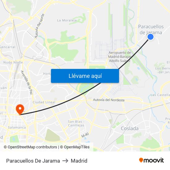 Paracuellos De Jarama to Madrid map