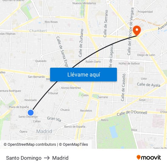 Santo Domingo to Madrid map