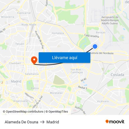 Alameda De Osuna to Madrid map