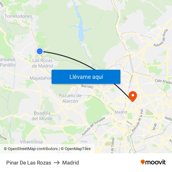 Pinar De Las Rozas to Madrid map