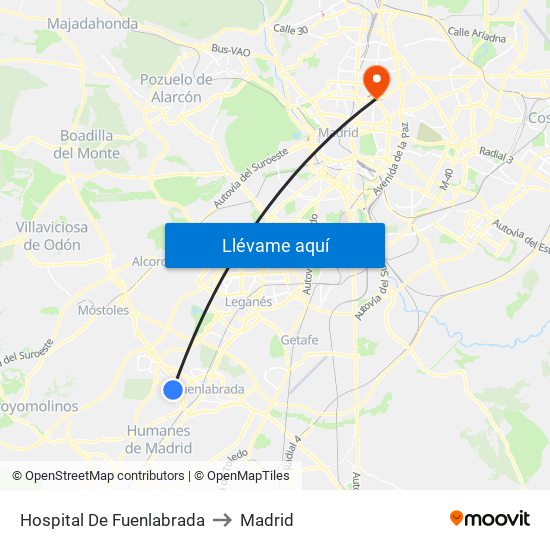 Hospital De Fuenlabrada to Madrid map