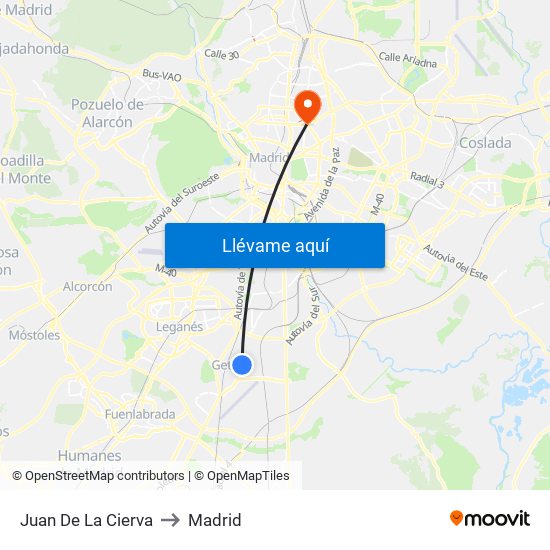 Juan De La Cierva to Madrid map