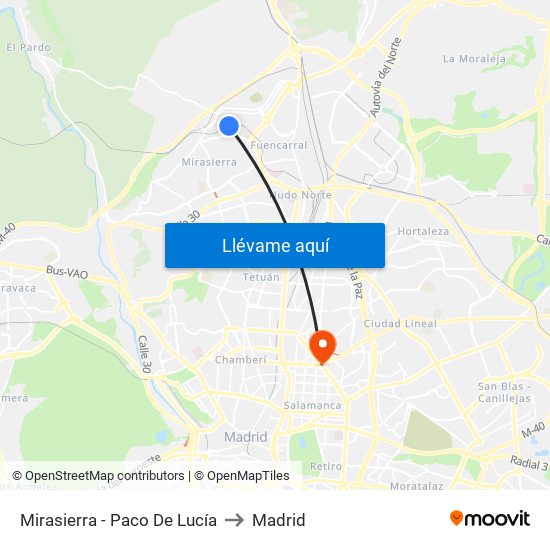 Mirasierra - Paco De Lucía to Madrid map