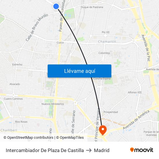 Intercambiador De Plaza De Castilla to Madrid map