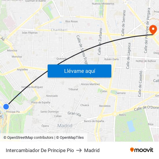 Intercambiador De Príncipe Pío to Madrid map