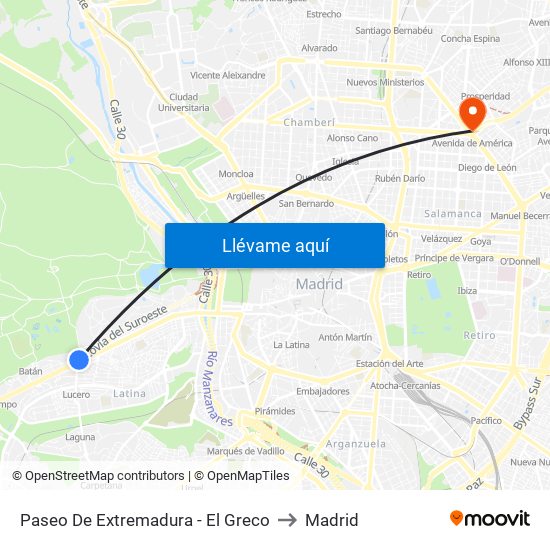 Paseo De Extremadura - El Greco to Madrid map