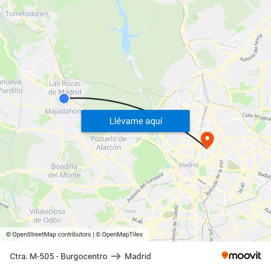 Ctra. M-505 - Burgocentro to Madrid map