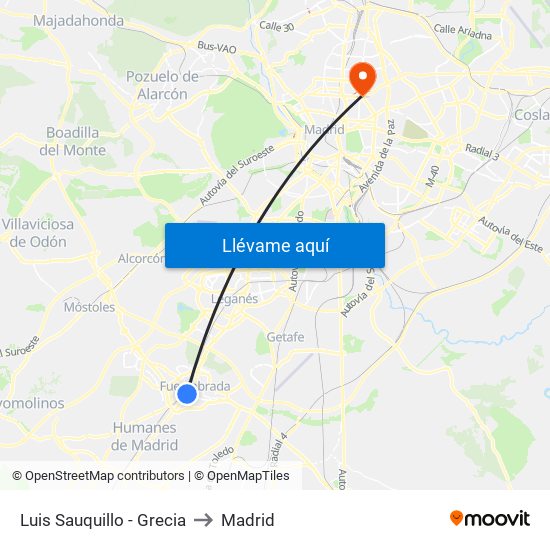 Luis Sauquillo - Grecia to Madrid map