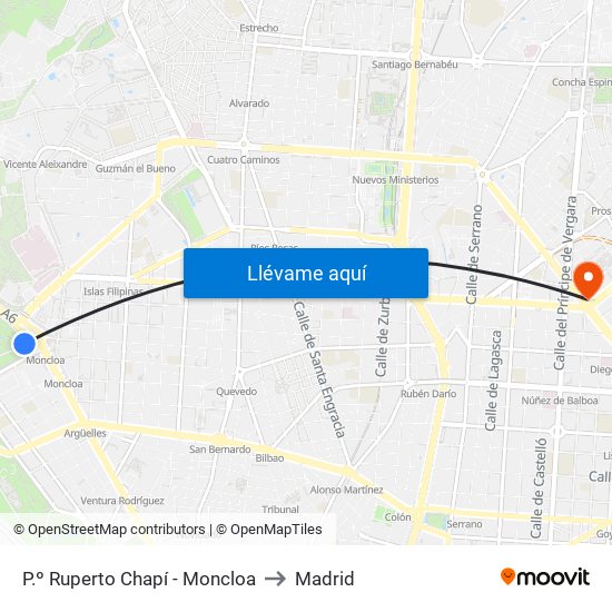 P.º Ruperto Chapí - Moncloa to Madrid map