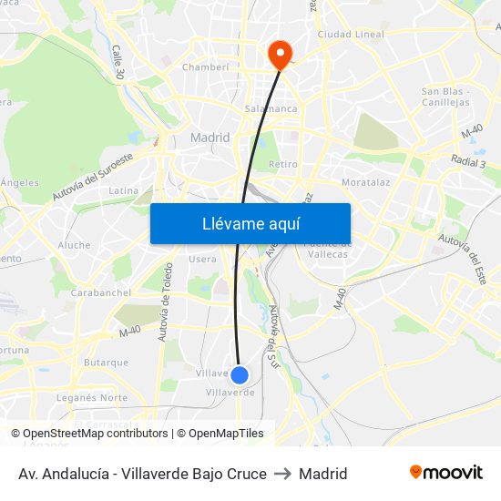 Av. Andalucía - Villaverde Bajo Cruce to Madrid map