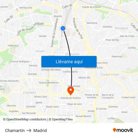 Chamartín to Madrid map