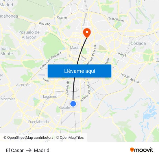 El Casar to Madrid map
