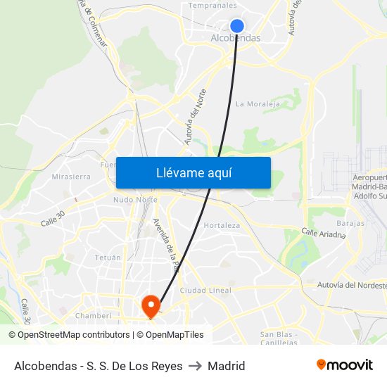 Alcobendas - S. S. De Los Reyes to Madrid map