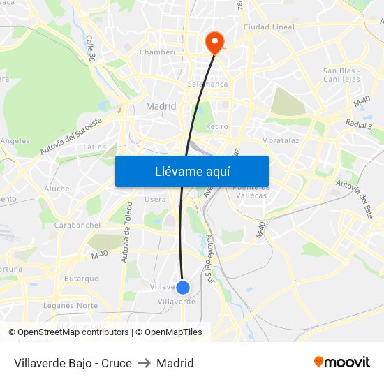 Villaverde Bajo - Cruce to Madrid map