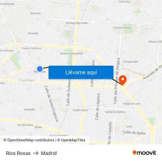 Ríos Rosas to Madrid map