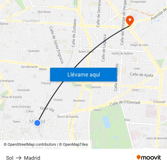 Sol to Madrid map