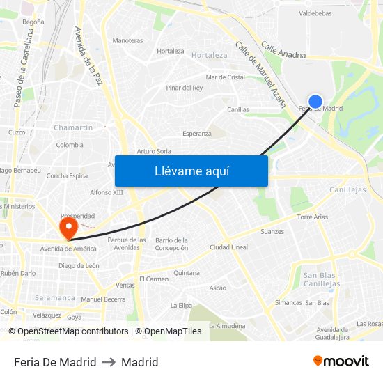 Feria De Madrid to Madrid map