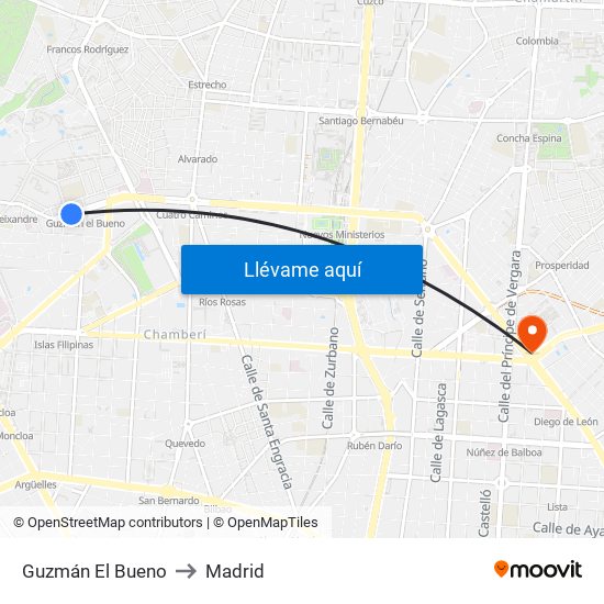 Guzmán El Bueno to Madrid map