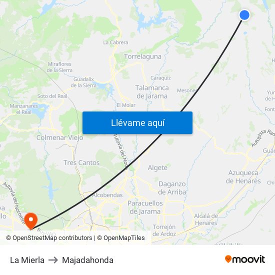 La Mierla to Majadahonda map