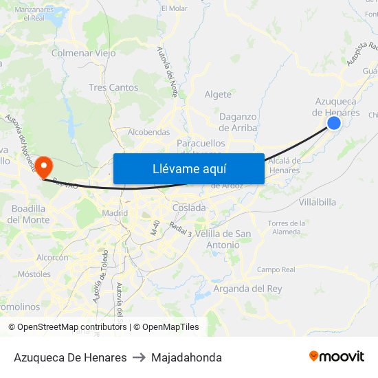 Azuqueca De Henares to Majadahonda map