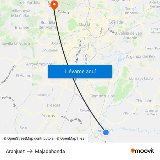 Aranjuez to Majadahonda map