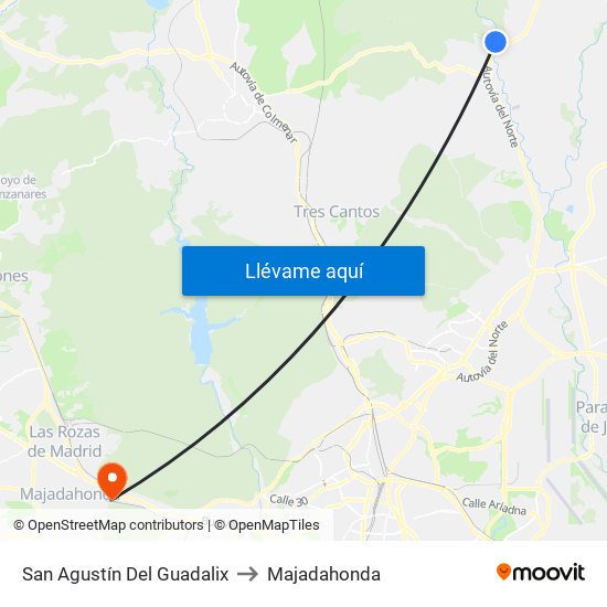 San Agustín Del Guadalix to Majadahonda map