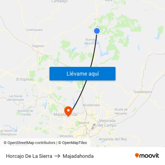 Horcajo De La Sierra to Majadahonda map