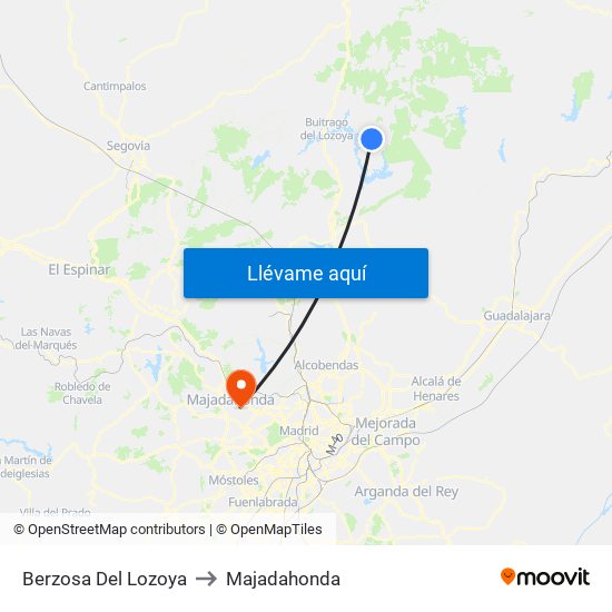 Berzosa Del Lozoya to Majadahonda map