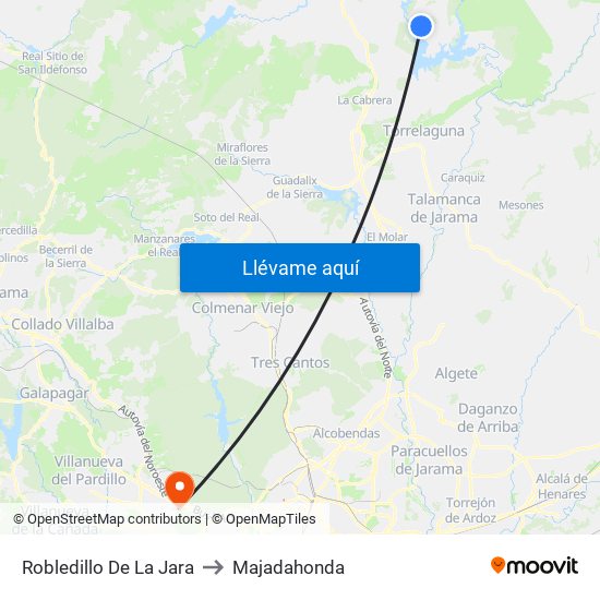 Robledillo De La Jara to Majadahonda map