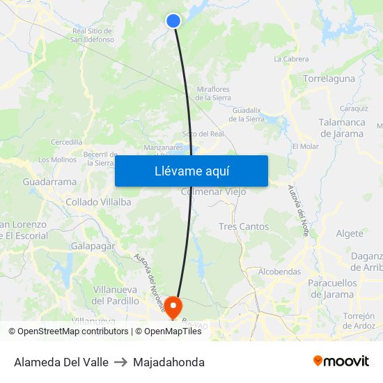 Alameda Del Valle to Majadahonda map