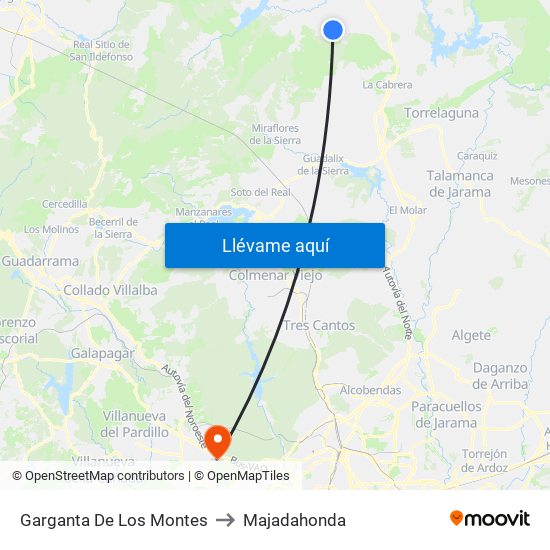 Garganta De Los Montes to Majadahonda map