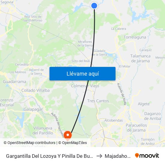 Gargantilla Del Lozoya Y Pinilla De Buitrago to Majadahonda map