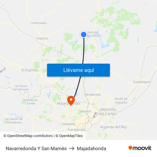 Navarredonda Y San Mamés to Majadahonda map