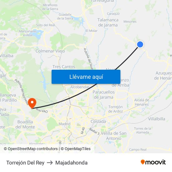 Torrejón Del Rey to Majadahonda map