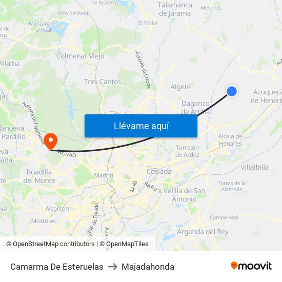 Camarma De Esteruelas to Majadahonda map