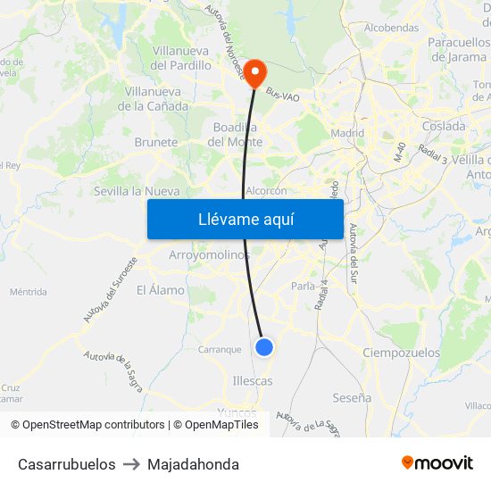 Casarrubuelos to Majadahonda map