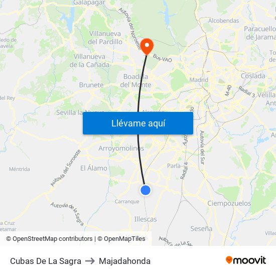 Cubas De La Sagra to Majadahonda map