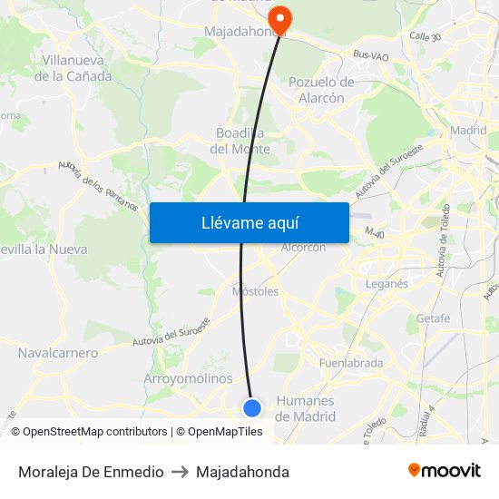 Moraleja De Enmedio to Majadahonda map