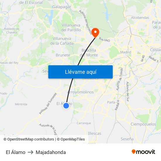 El Álamo to Majadahonda map