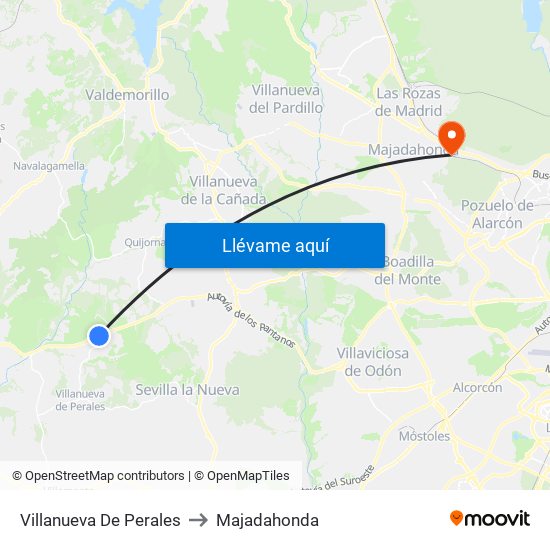 Villanueva De Perales to Majadahonda map