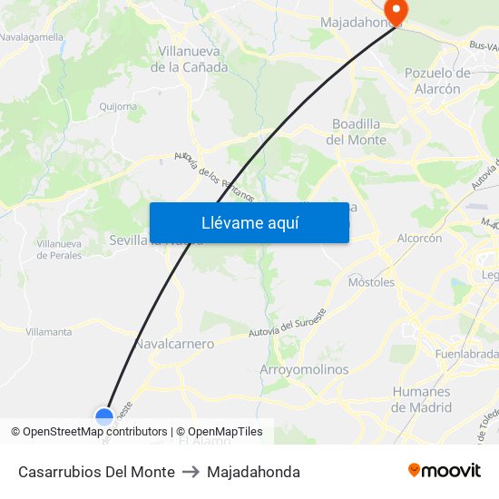 Casarrubios Del Monte to Majadahonda map