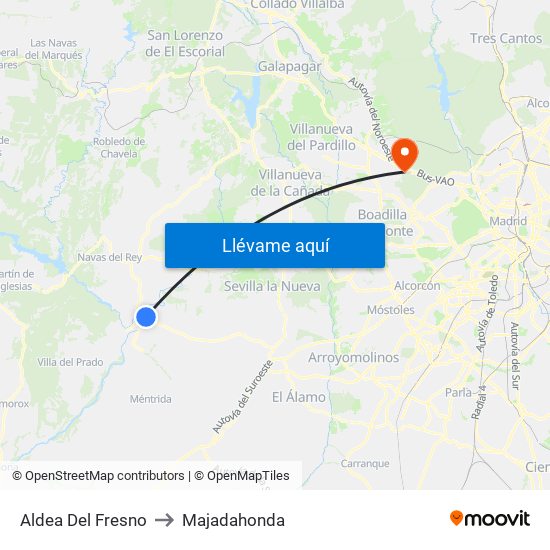 Aldea Del Fresno to Majadahonda map