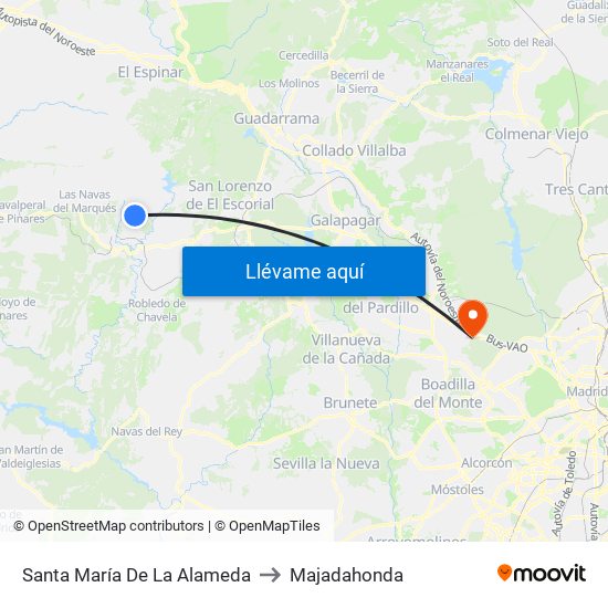 Santa María De La Alameda to Majadahonda map