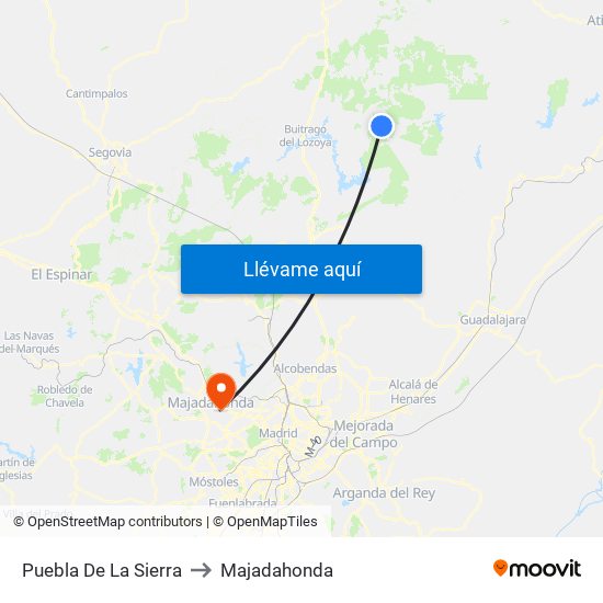 Puebla De La Sierra to Majadahonda map