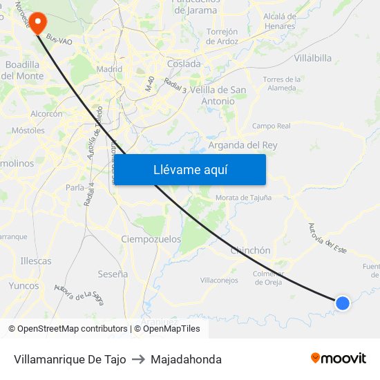 Villamanrique De Tajo to Majadahonda map
